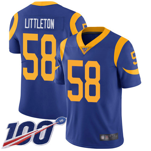 Los Angeles Rams Limited Royal Blue Men Cory Littleton Alternate Jersey NFL Football #58 100th Season Vapor Untouchable